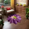 Alfombra de Dormitorio con Forma Especial de Loto Estéreo 3D Felpudo de Baño Terciopelo de Cristal Alfombrilla Absorbente Antideslizante para Lavabo de Baño