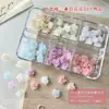 6 Compartimentos Coloridos Flores Decorações para Nail Art Transfronteiriço Mais Vendido Flor de Cinco Pétalas 3D Tulipa Girassol Resina Strass Conjunto Caixa