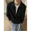 Moletom com Lapela e Zíper Falso de Duas Peças Masculino Outono High-End Camiseta de Manga Longa Caimento Limpo Camada Interna Top