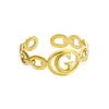 Anillo de Acero Inoxidable con Letra Recortada de Venta Caliente Europea y Americana Elegante Simple Chapado en Oro de 18K Anillo con Letra Fabricante Mayorista