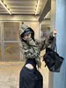 Chamarra sudadera con capucha de camuflaje, unisex, estilo americano, relajada y chic, cárdigan holgado, casual, adecuada para primavera, otoño e invierno, top corto