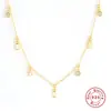 Collar Clavícula Colgante Rectangular de Plata de Ley S925 Moda Nueva Europea y Americana Versátil Collar de Diamantes para Mujer Venta Directa de Fábrica