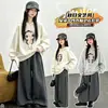 Sudadera pequeña con estampado de jade para niña estilo coreano, nueva colección de otoño 2026, conjunto de sudadera con capucha y pantalones a la moda