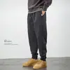 Pantalones Casuales Color Caqui para Hombre Pierna Ancha con Cordón Talla Grande Ropa de Trabajo Otoño e Invierno Algodón Puro Forro Polar Engrosado Pantalones para Hombre Otoño