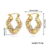 Brincos Argola Exagerados em Aço Inoxidável Torcido Banhados a Ouro 18K, com Pérolas Torcidas e Cravejados com Diamantes, Estilo Europeu e Americano, Transfronteiriços