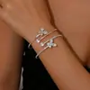 Pulseira de Flor de Diamante Popular Transfronteiriça Europeia e Americana, Pulseira Aberta Elegante e Simples, Presente Versátil de Feriado para Meninas Todos os Dias