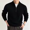 Suéter de punto de lana para hombre de otoño e invierno es una sudadera cálida con media cremallera, chaqueta casual de negocios para hombre al por mayor