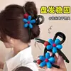 Pinza para el pelo grande floral con bloques de color azul estilo coreano para mujer, accesorio para el pelo de alta calidad para peinar