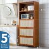 Estante de almacenamiento de cocina, gabinete de almacenamiento multicapa con puerta, gabinete multifuncional para cuencos, palillos, platos y ollas, gabinete de almacenamiento para electrodomésticos