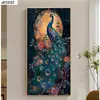 Pintura Decorativa Moderna de Lujo Ligero de Pavo Real Rica y Auspiciosa para Recibidor Directamente Frente a la Puerta Pintura de Pared Sencilla y Grandiosa de Fénix para Pasillo