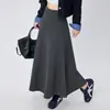 Foto real de falda negra de sirena para mujer, falda larga de otoño e invierno, versátil y elegante, línea A, ajustada a la cadera, adelgazante, falda midi de punto