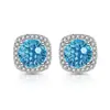 Pendientes Cuadrados de Princesa Más Vendidos Transfronterizos con Diseño de Corte Fuego Artificial, Pendientes Dorados con Piedras Preciosas de Colores de Moda Europea y Americana, Joyería para Transmisión en Vivo Dropshipping