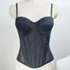 Corsé de Malla Hueso de Pez Transparente Sexy Europeo y Americano Camisola Chaleco Moldeador de Cuerpo Espalda Descubierta Delgado Top Bandeau de Hueso de Pez