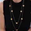 Collar de Azúcar Cuadrado Trébol de Cuatro Hojas Gipsofila Diseño de Lujo Ligero Nicho Cadena para Suéter Clavícula Apilamiento Accesorios Simples para Mujer Venta al por Mayor