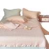 Estilo Perezoso y Sencillo Juego de Tres Piezas de Cubre Cama de Algodón Puro con Encaje Plisado Acordeón Acolchado Tatami, Transpirable y Suave, Adecuado para Todas las Estaciones