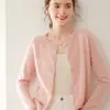 Cárdigan de Cachemir con Cuello Redondo para Mujer Delgado de Cachemir de Cabra Raglán Color Sólido Holgado Cómodo Versátil Temperamento Moda Prendas de Punto Ropa de Abrigo