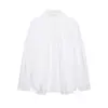 Moda Feminina Nova Primavera 2026 Aliexpress Transfronteiriço Cor Sólida Elegante Camisa de Popeline Decorada com Nó 7019310