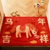 Feliz Año Nuevo Año del Caballo Felpa de Cristal Felpudo de Puerta Entrada Baño Absorbente de Agua Relleno Antideslizante Animal Fresco Alfombrilla de Mesa de Centro Manta de Dormitorio