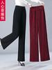 Pantalones de pana para mujer de mediana edad y mayores, mono de terciopelo acolchado, pantalones largos de cintura alta, pierna recta, primavera, otoño e invierno, pantalones de pierna ancha para madre, terciopelo
