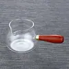Juego de Té Kung Fu con Mango de Madera Vidrio de Borosilicato Alto Taza de Filtración, Separación de Agua y Té Jarra de Té con Mango