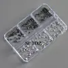 Joyería para Uñas Nueva Transfronteriza Estilo Punk Oscuro Ins Remache de Fondo Puntiagudo Gris Negro Joyería para Uñas de Tamaño Mixto