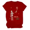 Camiseta feminina independente da Amazon, da moda, única e divertida, com caveira "well shit", balão, rosa, gola redonda e manga curta