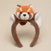 Niña con Pasador Tomando Fotos, Diadema de Mapache Saliendo, Linda Diadema de Panda Rojo, Divertido Accesorio para Lavarse la Cara de Peluche de Dibujos Animados