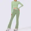 Conjunto de roupas europeu e americano de secagem rápida para mulheres petites, conjunto para esportes ao ar livre, Pilates, yoga, fitness, com manga longa e calça comprida