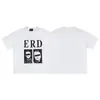 ERD Hesitante Rica Segunda Geração Mulher Cabeça Lateral Carta Marca Chao Camiseta de Manga Curta Estampada Solta para Homens e Mulheres Verão