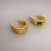 Moda Nova Japonesa e Coreana Estilo Luxo Leve Dourado em Forma de C Brinco de Prata S925 com Pino Diamante Brincos de Alta Textura Atacado
