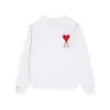 Moletom Am* Estilo Outono e Inverno Bordado de Coração Pequeno Gola Redonda Moletom de Algodão Solto Casual Estilo Unissex