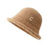 Sombrero de Pescador de Punto Imitación Terciopelo de Visón con Letra C Simple Japonesa para Niños Otoño e Invierno Casual Combinable Sombrero Cubo Cálido