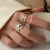 Anel de Laço Rosa Doce com Diamante para Mulheres Usarem Elegante e Fashionável Anel Aberto de Prata S925 Anel para Dedo Indicador
