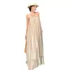 Elegante y Fluido Vestido Camisola para Mujer, Súper de Hada, Adelgazante, Largo Plisado, Color Camel, Talla Única, Transparente, Ajustado
