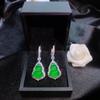 Aretes Chapados en Plata al por Mayor con Calcedonia Verde Hielo, Mismo Estilo que los de Yang Mi, con Ágata Rosa Comparable a los Pendientes de Jade
