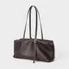 Bolso de bowling de gran capacidad estilo minimalista en piel de plena flor, nuevo y versátil bolso de hombro tipo Boston de piel genuina para el día a día