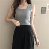 Camisola de punto 2023 Verano Nuevo Top Color puro Ropa exterior con ombligo expuesto y hermosa espalda Algodón para mujer Transpirable y cómodo