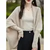 Sentido del diseño 2026 nuevo estilo cárdigan para mujer forma de capullo chal de punto suelto exterior manga murciélago abrigo suéter abrigo moderno