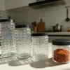 Frasco Sellado de Vidrio Diamante Frasco de Almacenamiento de Granos de Cocina Patrón Cuadrado Frasco de Almacenamiento de Dulces Nueces Snacks para el Hogar Al por Mayor