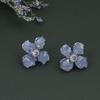 Aretes Retro de Flor de Cristal Azul, Estilo Cool, Nueva Chinoiserie, Aguja de Plata S925, Aretes Simples para Mujer