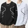 Camiseta deportiva casual para hombre de manga larga con estampado, moderna para adolescentes, adecuada para todas las estaciones, cuello redondo, top básico de manga larga