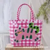 Bolsa Tejida Colorida de Gran Capacidad Cesta Portátil para Verduras Bolsa de Regalo Souvenir Salida a la Playa Picnic Vacaciones Bolsa Tejida