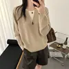Suéter de punto para mujer, cuello redondo, con cremallera, efecto dos piezas, colección otoño/invierno 2026, estilo holgado y relajado, manga larga, versátil