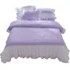 Juego de cuatro piezas de edredón de seda helada estilo princesa de verano, edredón de seda lavable para enfriar en verano, edredón para aire acondicionado, edredón delgado de verano doble