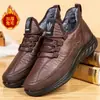Botas Gruesas de Algodón Poliuretano Forradas de Felpa para Invierno para Hombres, Zapatos de Tela Old Beijing para Hombres, Zapatos Cálidos Antideslizantes de Suela Suave para Padres de Edad Media y Mayores