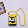 Bolso para teléfono móvil de estilo coreano con diseño de panda pequeño, bandolera de punto, bolso de mano con solapa, bolso informal para salir