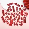 30 Estilo Chinês Vermelho Bênção Caractere Chinês DIY Acessórios de Joia Feliz Ano Novo Pingente de Paz Acessórios de Ano Novo