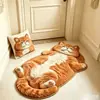 Alfombra de felpa temática de gato realista TEMU transfronteriza, imitación cachemir, alfombra gruesa para mesita de noche en el dormitorio, tapete absorbente para el baño