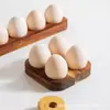 Artesanías de Madera Transfronterizas Compartimento de Madera Maciza Estante Fijo para Huevos Bandeja de Madera de Acacia Bandeja Caja de Almacenamiento para Refrigerador Cocina
