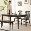 Juego de Mesa y Sillas de Comedor Rectangular Retro de Madera Maciza Estilo Francés y Americano para Apartamentos Pequeños, Mesa de Comedor Rectangular Estilo Antiguo para el Hogar